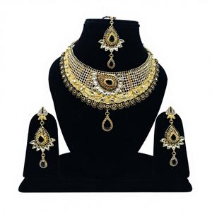 ชุดสร้อยคอสำหรับเจ้าสาวหลากสีสุดหรูคริสตัลพลอยเทียมสำหรับผู้หญิงสำหรับงานแต่งงานงานหมั้นของขวัญงานปาร์ตี้ชุบทอง24K - Product Image 1