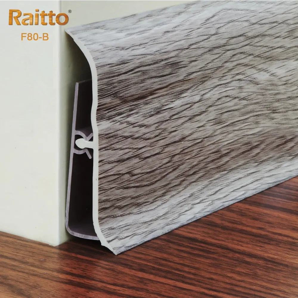 F80-B, RAITTO yeni ürünler plastik döşeme profili karo köpük süpürgelik kurulu renk PVC köpük süpürgelik