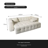 Cremefarbenes Zuckerwatte-Sofa Elektrisches Bett Multifunktionales Ausziehbares Stoffsofa für Kleine Wohnungen Wohnzimmer
