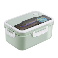 Boîte à lunch en plastique pour enfants, étudiants, bureau, école, 1100 ml, sans BPA, compatible micro-ondes, avec couverts