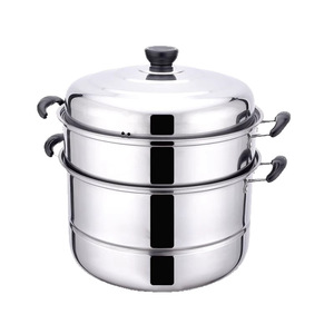 Olla vaporera de acero inoxidable de varias capas, 3 niveles, con tapa, para cocinar en cocinas de inducción y de gas. - Product Image 2