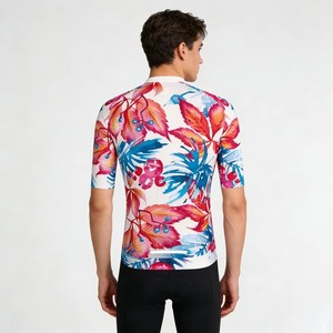 Maillot de cyclisme à manches courtes à imprimé floral tropical, respirant, séchage rapide, haut de gamme pour le cyclisme sur route, vêtements de cyclisme professionnels personnalisables - Product Image 3