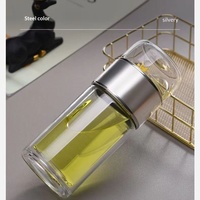 Tasse à thé en verre double paroi avec filtre de séparation thé et eau, résistante aux hautes températures, luxe léger, portable, unisexe, pour les voyages
