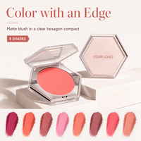 Poudre de blush mate hexagonale monochrome, imperméable, longue tenue, maquillage quotidien, cosmétique, palette de blush de marque privée