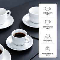 Set Cangkir dan Tatakan Kopi Keramik Grosir, Mug Espresso Latte Porselen untuk Hotel Restoran, Logo Kustom, Langsung dari Pabrik