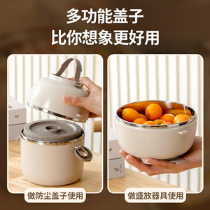 กล่องข้าวสแตนเลส 304 พรีเมียม พร้อมฝา PP ชุดเบนโตะสำหรับพนักงานออฟฟิศ - Product Image 2