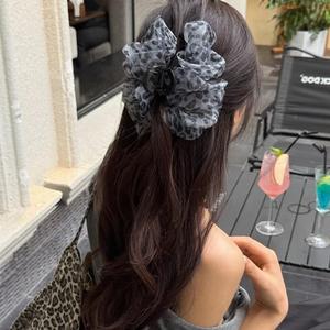 Pinza de Pelo Grande con Diseño Retro de Leopardo y Malla para Mujer, Uso Diario - Product Image 1