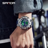 Sanda 6175 Quartz analogique bracelet en Silicone montre analogique numérique électronique double affichage extérieur montres multifonctions pour hommes pour hommes