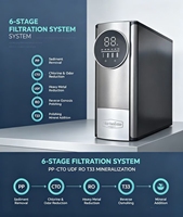 Système de filtration d'eau électrique moderne sous évier à osmose inverse 6 étapes, purificateur d'eau en plastique sans réservoir 100 GPD avec alarme de filtre CE