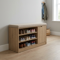 Banc à chaussures moderne et durable en bois pour entrée, avec coussin et rangement, idéal pour appartement