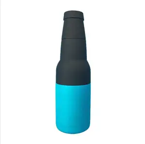 12 Oz Eco Vriendelijke Bpa Gratis Matte Black Mini Metalen Vacuüm Geïsoleerde Dubbelwandige Rvs Bier Fles Kan Koeler houder