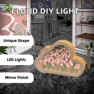 Nuage créatif Veilleuse USB Anniversaire Printemps Tulipanes Lampe LED Résine Fleurs Artificielles Art Déco Vase Mural Salon - Product Image 2