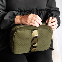OEM Neopren Kosmetiktasche Wasserdicht Individuell Hübsche Gurtband-Verzierung Praktischer Organizer Täglicher Gebrauch Tragbare Make-up-Tasche