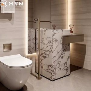 <span class=keywords><strong>Lavabo</strong></span> da Terra Meiyani in Pietra Sinterizzata <span class=keywords><strong>con</strong></span> Cassetto in Legno, Lavandino a Colonna per <span class=keywords><strong>Bagno</strong></span> Effetto Marmo - Product Image 2