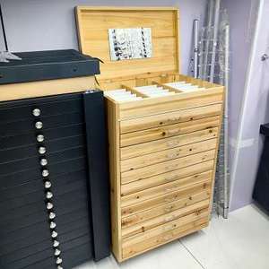 234 fessure argento manico in legno occhiali da sole armadietto di stoccaggio 13 cassetti scaffali vassoi espositivo con specchio ruota - Product Image 3