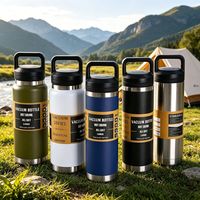 Bouteille d'eau isotherme Pupor, nouvelle collection, 20oz, 27oz, 37oz, avec logo personnalisé, double paroi en acier inoxydable, bouchon large en plastique, pour le sport