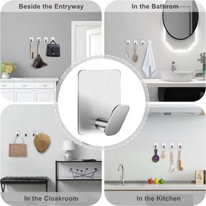 Crochets adhésifs <span class=keywords><strong>pour</strong></span> serviettes en acier inoxydable 304, crochets de douche <span class=keywords><strong>pour</strong></span> salle de bain et cuisine, sans perçage <span class=keywords><strong>pour</strong></span> accrocher serviettes, peignoirs, manteaux - Product Image 4