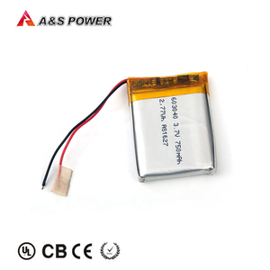 Li-ion rechargeable 603040 battery <span class=keywords><strong>3</strong></span>,7 V Lipo battery battery 750 mAh with KC/UL1642 certification for alarm system - Product Image 1