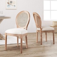 Chaise de salle à manger Louis Baroque en bois massif, design antique, dossier rond, vente en gros