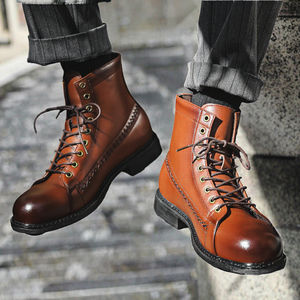 Botas Chelsea NiceLife 2025 para Hombre, Punta Moderna, Cuero Genuino, con Cordones, Media Caña, Entresuela de EVA, Suela de Goma Resistente - Product Image 3