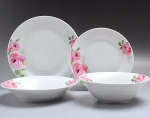 Linyi preço de fábrica 8 placa de sopa cerâmica com borda amarela, porcelana tigela com preço barato no atacado