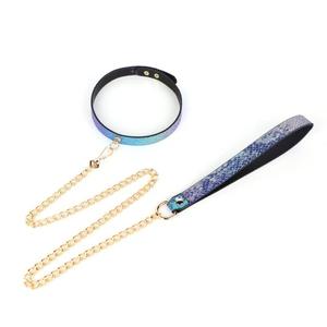 Een High-End Sm Slangpatroon Charme Kraag Met Een Schitterende Paarse Kraag Bondage Sekskraag Nek Seks - Product Image 3