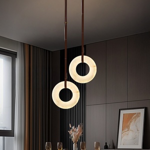 Lustre en marbre de luxe pour salon, salle à manger, hôtel, villa, bar, décoration, éclairage moderne, style nordique, alabâtre - Product Image 2