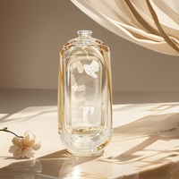 Flacon de parfum élégant en verre transparent coloré à double paroi incurvé, 50 ml, 100 ml, logo personnalisé, impression multiple, vente en gros, luxe