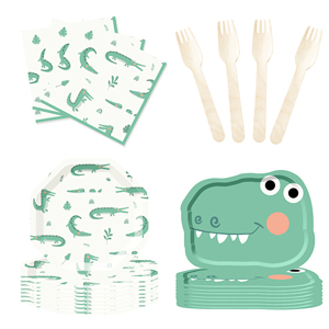 Decoraciones para Fiesta de Cumpleaños de Dinosaurios DAMAI, Platos y Servilletas Verdes de Dinosaurios, Decoraciones para Fiesta, Juego de Vajilla Desechable de Dinosaurios - Product Image 4
