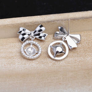 Aretes de Plata S925 con Perla Marberto de 10 mm, Accesorios para DIY, Bandeja Vacía Semiterminada 4218, Componentes para Joyería - Product Image 4