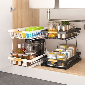 Organisateur de cuisine coulissant à 2 niveaux en métal pour sous-évier, vente en gros sur mesure - Product Image 5