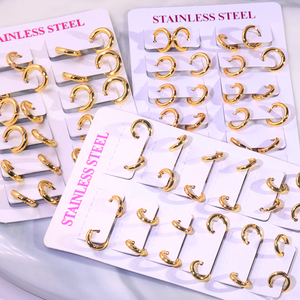 Di alta qualità Chunky in acciaio inox cerchi <span class=keywords><strong>orecchini</strong></span> Vintage gioielli ipoallergenici placcato oro 18K <span class=keywords><strong>orecchini</strong></span> a cerchio <span class=keywords><strong>per</strong></span> donna <span class=keywords><strong>uomo</strong></span> - Product Image 4