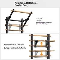 Barras Paralelas Portátiles Multifuncionales para el Hogar, Barra de Dominadas sin Perforaciones, Entrenamiento de Fuerza y Flexibilidad, Madera de Haya
