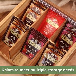 Transparent <b>tea</b> bag storage <b>box</b>, wooden desktop coffee bag organizer, wooden candy <b>box</b>, solid wood compartmentalized display <b>box</b> - Product Image 4