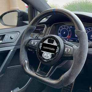 Volante Deportivo Personalizado <span class=keywords><strong>de</strong></span> Fibra <span class=keywords><strong>de</strong></span> Carbono con Base Plana y Agarres <span class=keywords><strong>de</strong></span> Alcántara para VW Jetta Golf MK6 Sagitar Bora Lavida Passat <span class=keywords><strong>Beetle</strong></span> - Product Image 6
