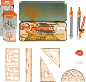 La bàn thước đo toán học với thước kẻ cho Bộ đo lường hình học sinh, được sử dụng trong hộp Bộ thước đo trường học - Product Image 1