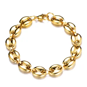 New Arrival 11mm 316L Stainless Steel Coffee Beans Link Chain Bracelet For Men Fashion Jewelry