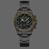 Montre mécanique squelette pour homme personnalisable, verre saphir, boîtier et bracelet en acier inoxydable, 20 mm, style sportif simple, édition limitée