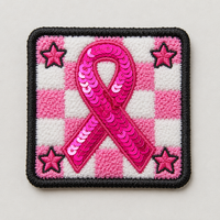 Patchs thermocollants personnalisés en chenille brodée, motif gilet rose de la lutte contre le cancer du sein (SURVIVOR), pour vêtements, chapeaux et sacs