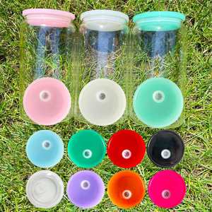 Tapas de Plástico Acrílico al por Mayor con Orificio para Pajita, para Globos de Nieve de 12oz y 15oz, para Latas de Vidrio de 16oz y 20oz - Product Image 3