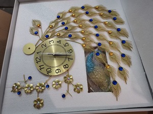 Grandes horloges murales en métal style paon double pour la décoration du salon, montres murales pour la maison - Product Image 5