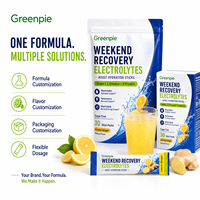 Greenpie Marque Privée – Poudre de supplément d'électrolytes pour adultes, saveur citron gingembre, sans sucre, en sachets individuels