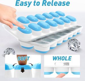 Bac à glaçons en silicone de qualité alimentaire, 14 cavités empilables, facile à démouler, avec couvercle anti-déversement - Product Image 5