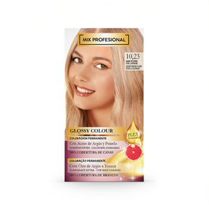 Kit de coloration capillaire permanente professionnelle brillante Mix Profesional 1023 Blond Platine avec huile d'argan et extrait de pomelo - Product Image 1