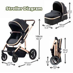 Poussette bébé avec siège auto réversible, poussette à double sens, poussette Kinderwagen, poussette pliable avec cadre <span class=keywords><strong>en</strong></span> alliage d'aluminium, poussette bébé 3 <span class=keywords><strong>en</strong></span> <span class=keywords><strong>1</strong></span> - Product Image 5