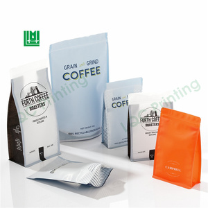 Packaging Sachet Custom Flat Box Bottom 100% Recyclable Snack Food Storage Coffee Packaging Sachet Pouch Bag With Valve Zipper