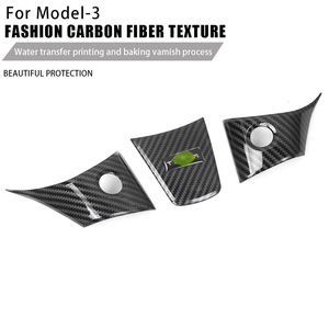 Autocollants de garniture de volant en fibre de carbone RAS pour Tesla Model 3 Y, revêtement intérieur de luxe en plastique ABS - Product Image 3