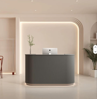 Nouveau 2025 – Meilleure vente : Comptoir de réception personnalisé pour salon de beauté, petite table de réception, comptoir circulaire pour salon de manucure