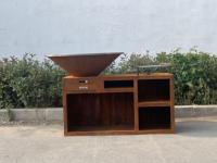 Barbecue d'extérieur moderne, grand modèle, en acier Corten, avec foyer à bois et dispositif de sécurité anti-oxygène, noir