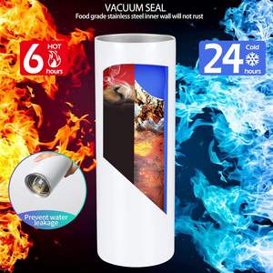 Vaso blanco para sublimación de 20 oz, de acero inoxidable, aislado al vacío, recto, de 8x2.98 pulgadas, reutilizable, con tapa y pajita. - Product Image 3